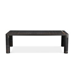 Ghidini 1961 Bold Large Table in Noir Marble Top and Black Gold, E.Giovannoni