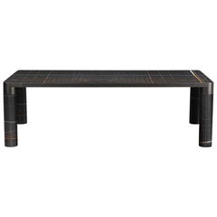 Ghidini 1961 Bold Large Table in Noir Marble Top and Black Gold, E.Giovannoni