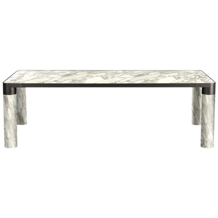 Ghidini 1961 Mesa Pequeña Atrevida con Tapa de Mármol Calacatta y Oro Negro, E.Giovannoni