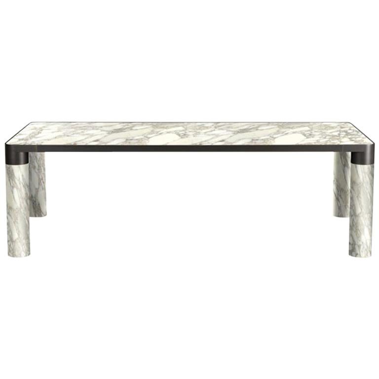 Ghidini 1961 Bold Small Table in Calacatta Marble Top & Black Gold, E.Giovannoni