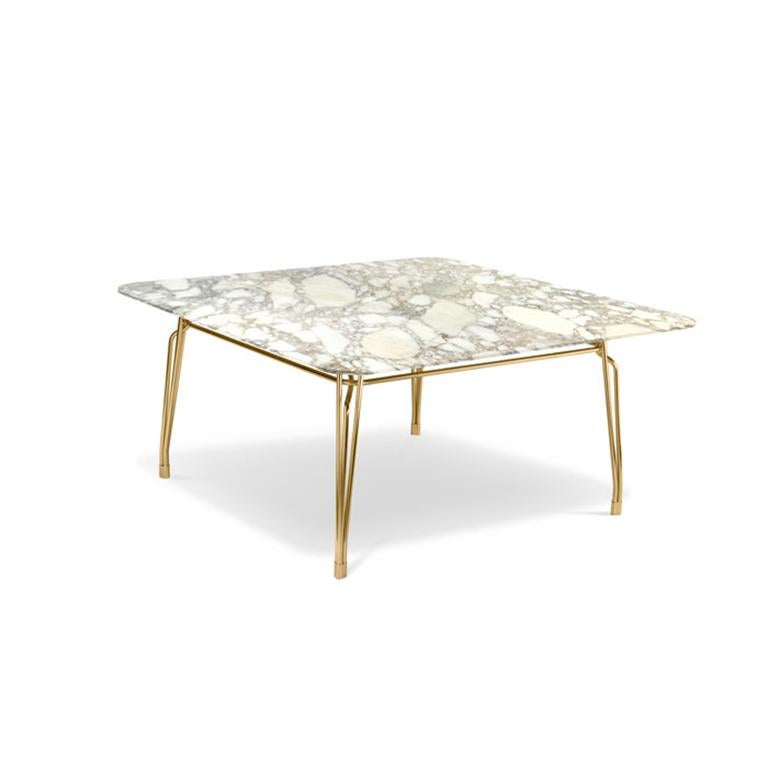 Modern Ghidini 1961 Botany Dining Table in Marble Top and Polished Brass, T. Rygalik For Sale