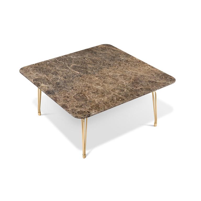 Modern Ghidini 1961 Botany Dining Table in Marble Top and Polished Brass, T. Rygalik For Sale