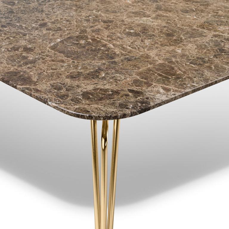 Italian Ghidini 1961 Botany Dining Table in Marble Top and Polished Brass, T. Rygalik For Sale