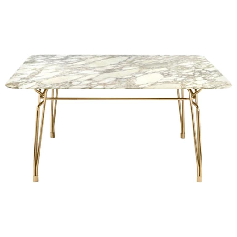 Ghidini 1961 Botany Dining Table in Marble Top and Polished Brass, T. Rygalik For Sale