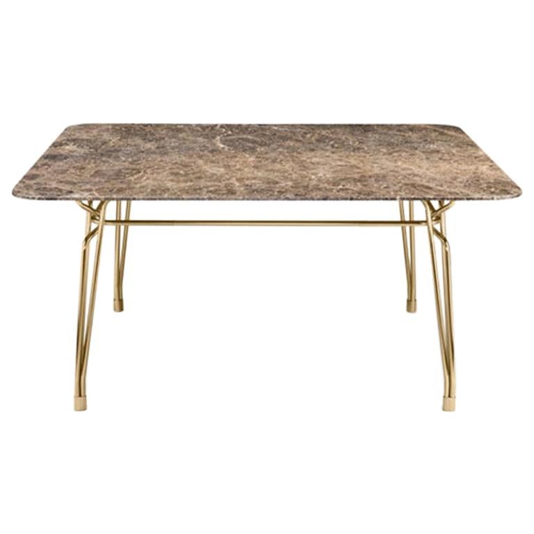 Ghidini 1961 Botany Dining Table in Marble Top and Polished Brass, T. Rygalik For Sale