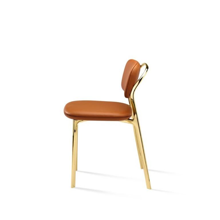Modern Ghidini 1961 Coast Chair in Brass and Leather by Branch Creative For Sale