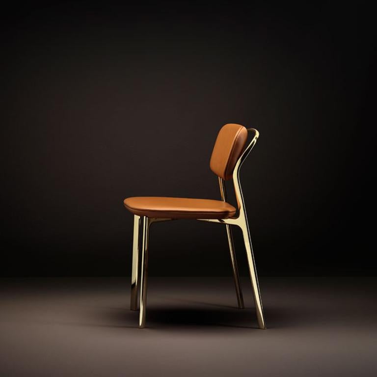 Italiano Sedia Ghidini 1961 Coast in ottone e pelle di Branch Creative in vendita