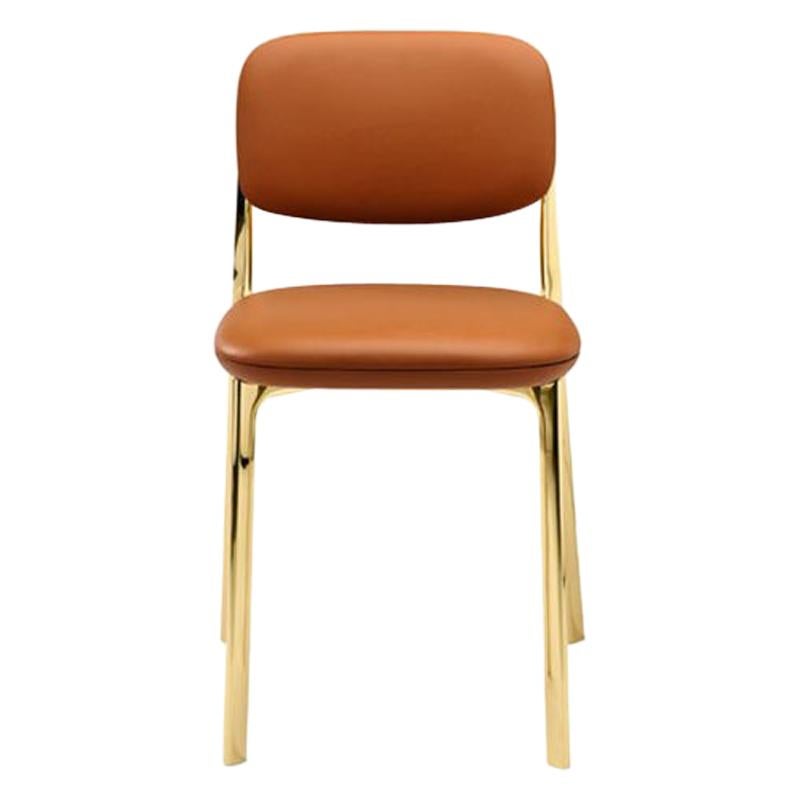Ghidini 1961 Coast Chair in Brass and Leather by Branch Creative For Sale