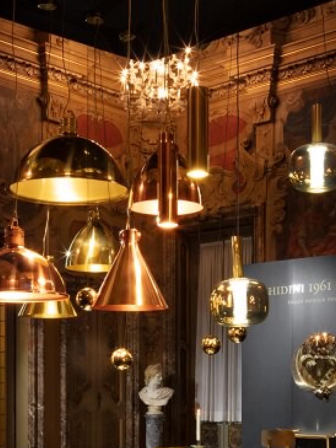 Italian Ghidini 1961 Contemporary Bell Brass Suspension Lamp by Giovannoni For Sale