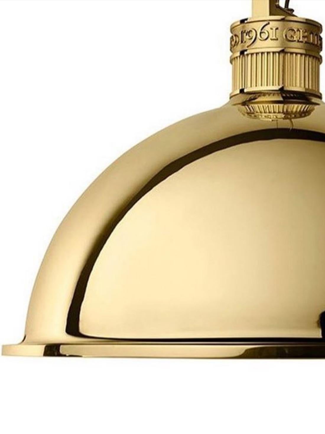 Italian Design Ghidini 1961 Brass Suspension Lamp Large Size For Sale 1