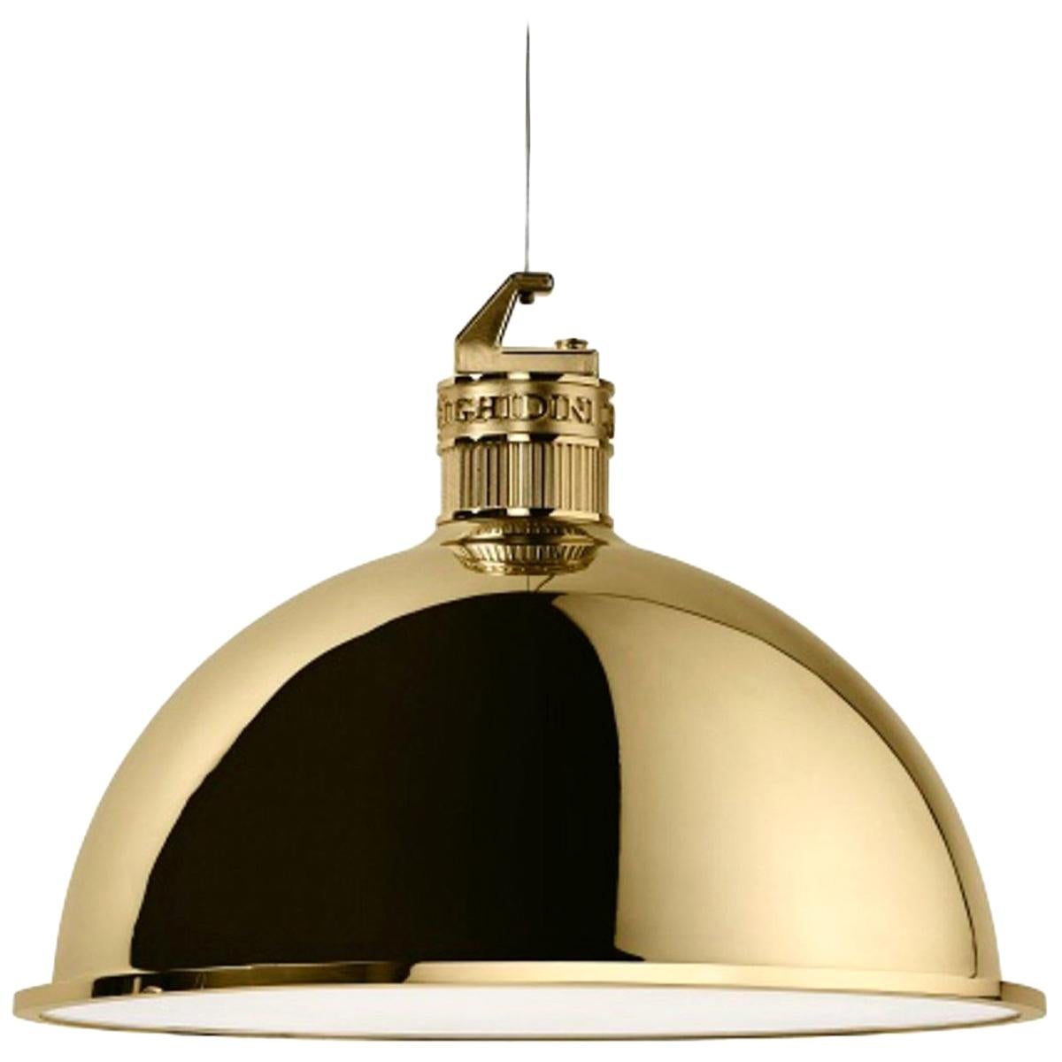 Design italien Ghidini 1961 Lampe à suspension en laiton Grande taille