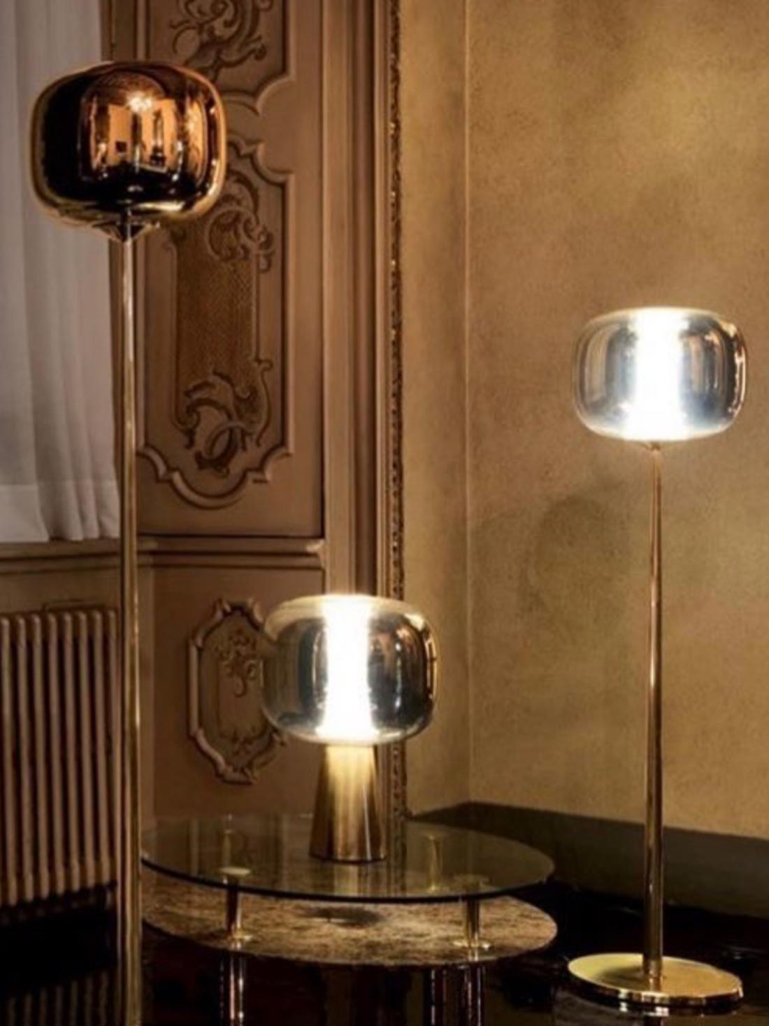 XXIe siècle et contemporain Ghidini 1961 Lampe de table contemporaine Laiton et verre métallisé en vente