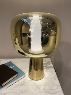Ghidini 1961 Contemporary Table Lamp Brass and Metalized Glass