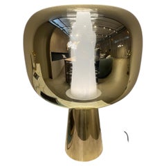 Ghidini 1961 Contemporary Table Lamp Brass and Metalized Glass