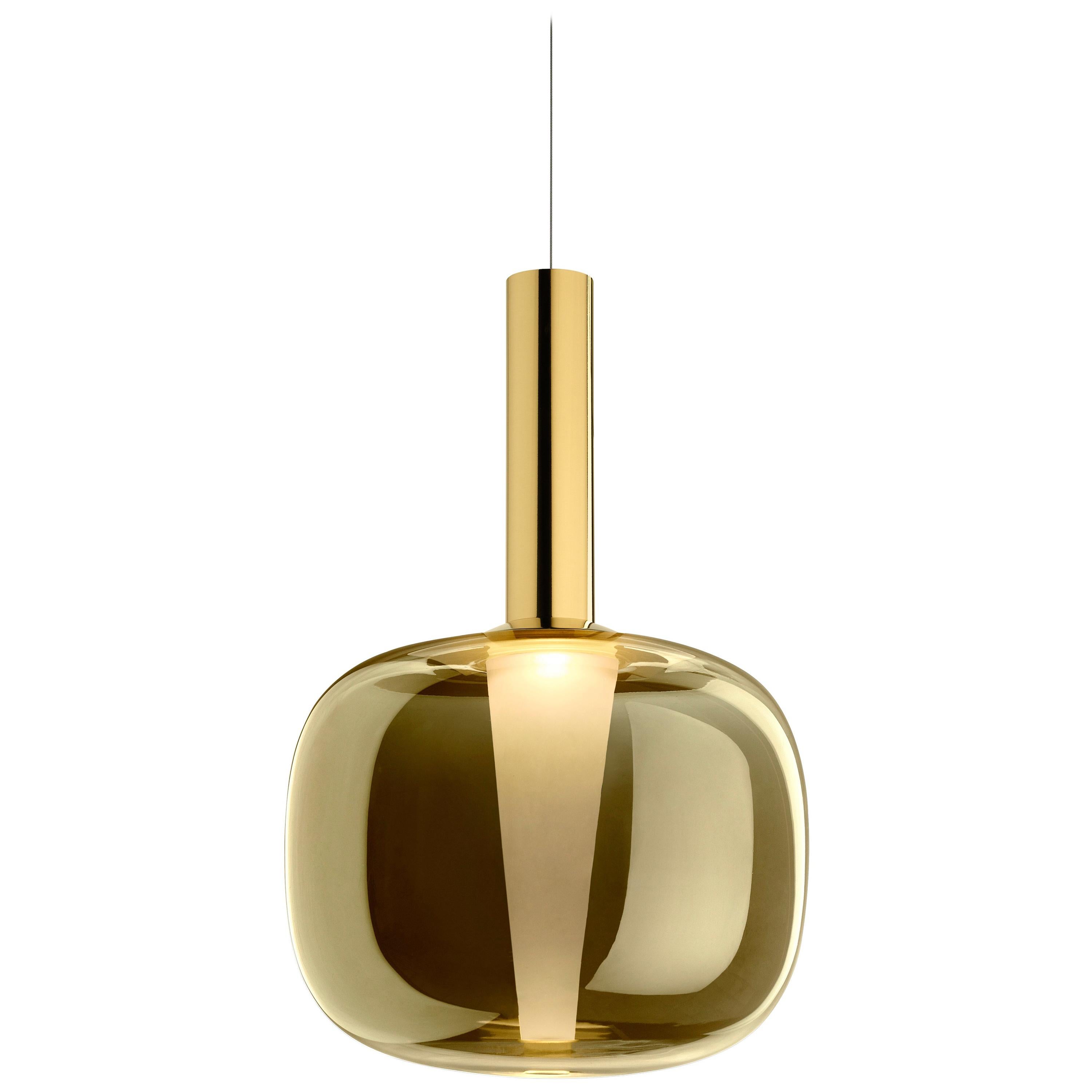Ghidini 1961 Dusk Dawn Pendentif en laiton et verre métallique par Branch Creative