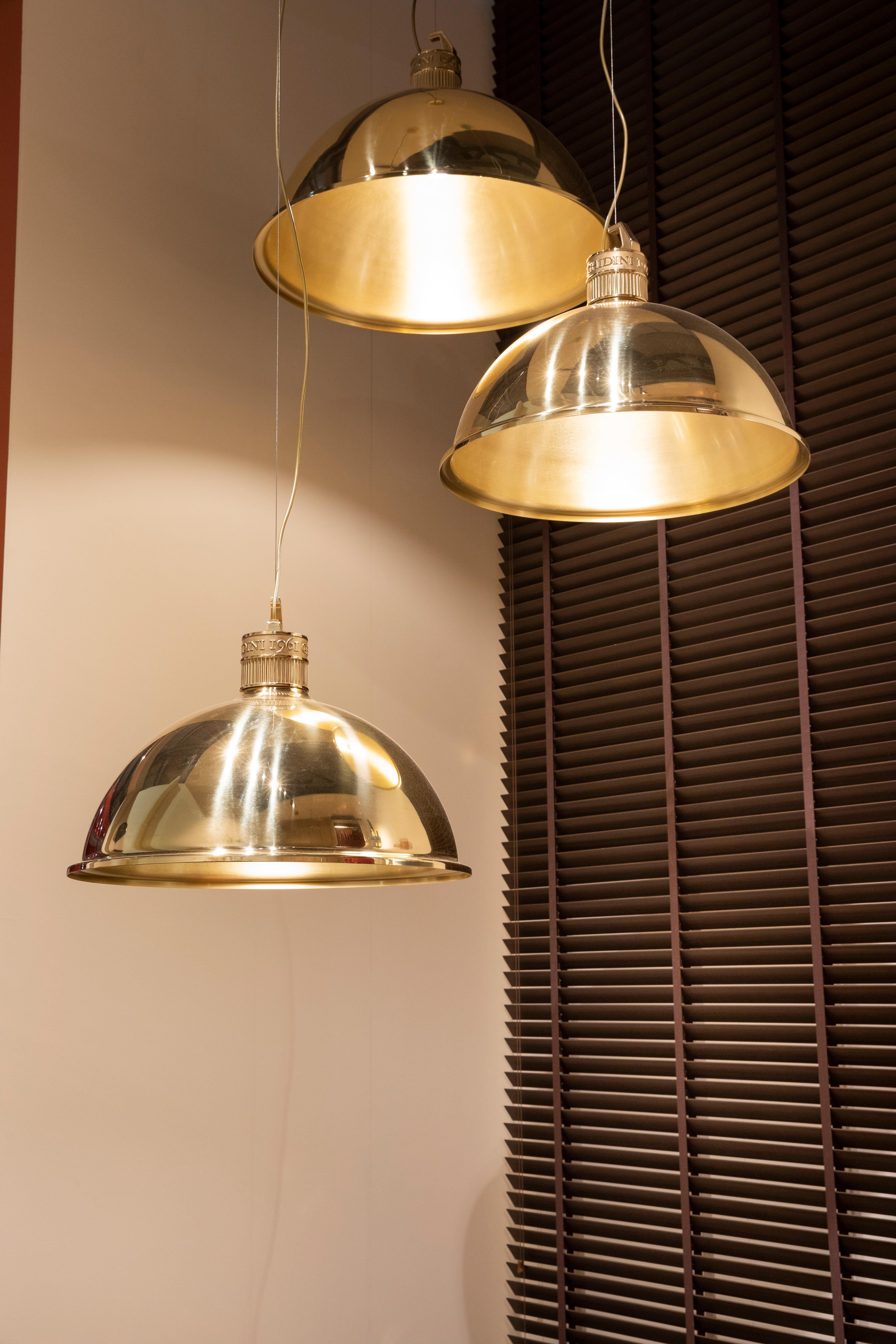 Contemporary Ghidini 1961 Factory Large Suspension Light in Brass by Elisa Giovanni For Sale