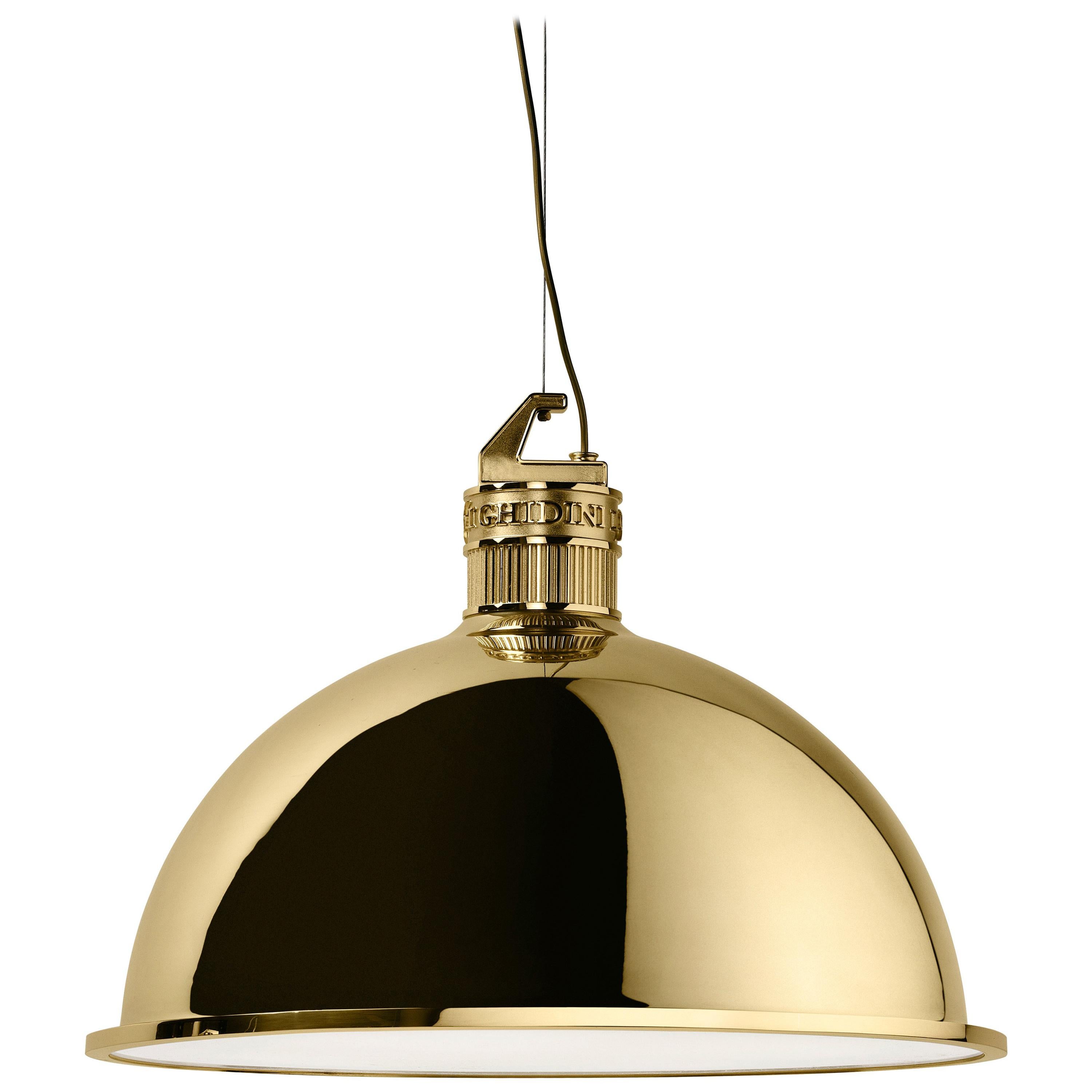 Grande lampe à suspension en laiton d'usine Ghidini 1961 par Elisa Giovanni