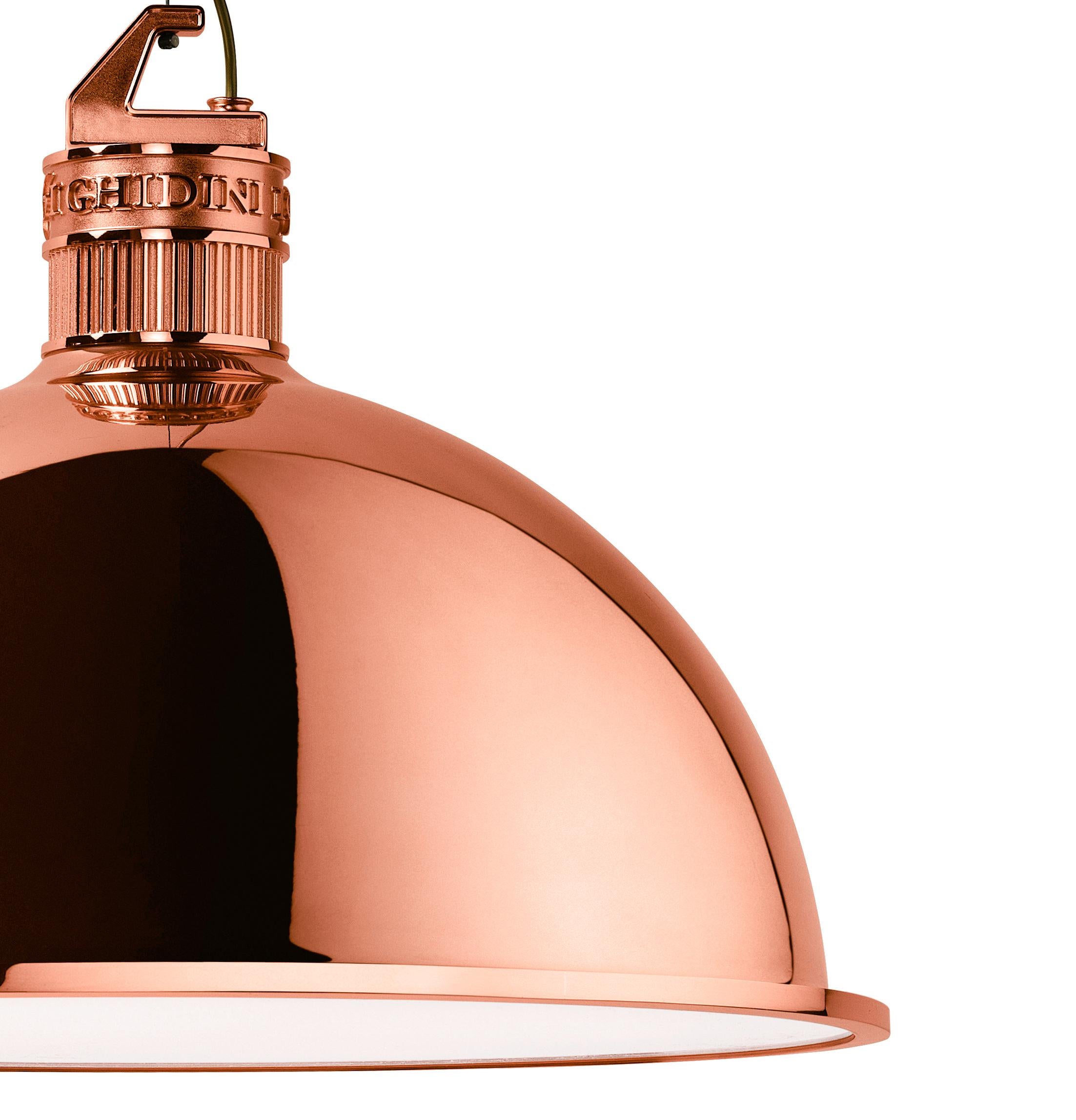 Modern Ghidini 1961 Factory Large Suspension Light in Copper by Elisa Giovanni For Sale