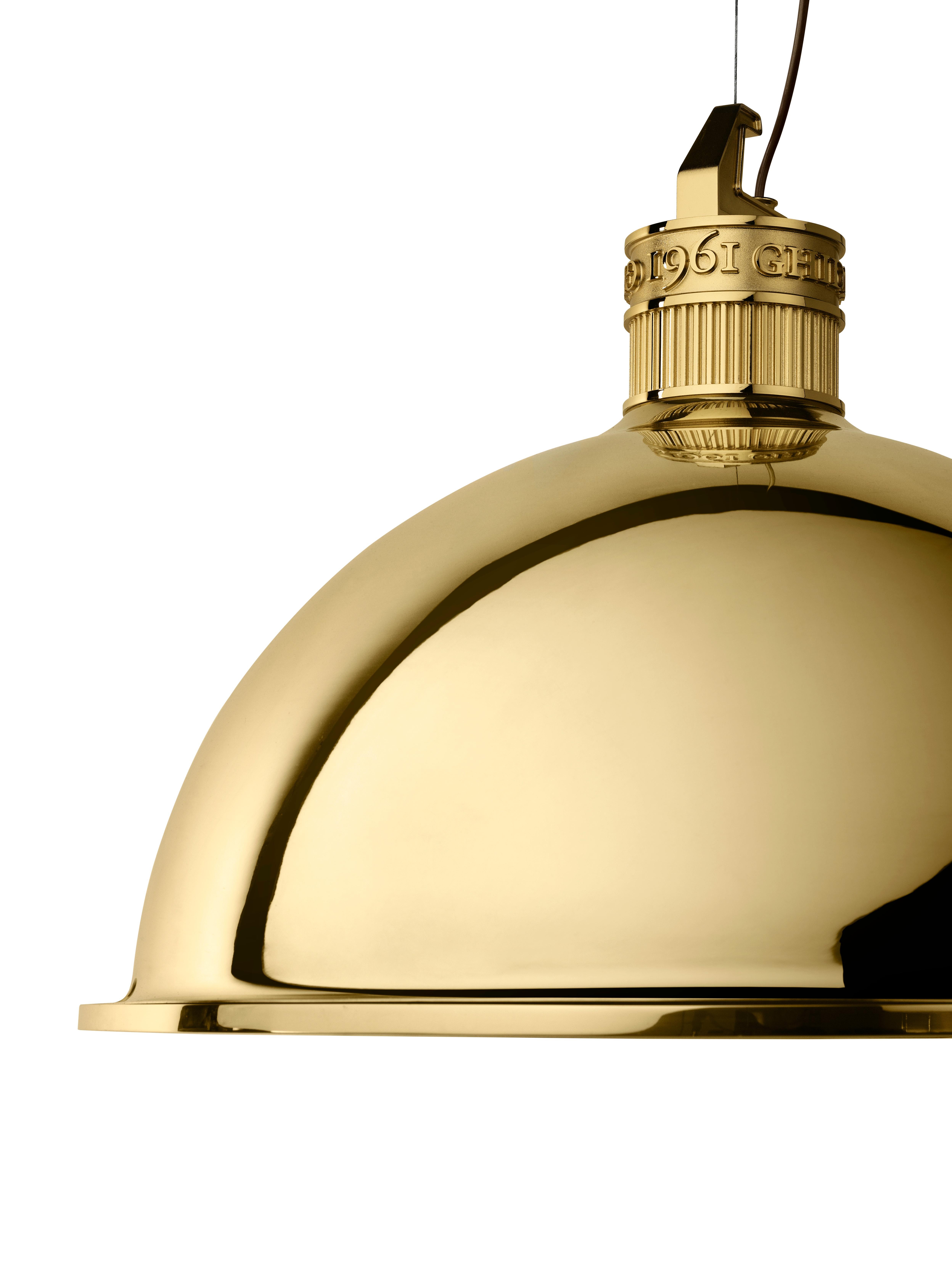Italian Ghidini 1961 Factory Medium Suspension Light in Brass by Elisa Giovanni For Sale