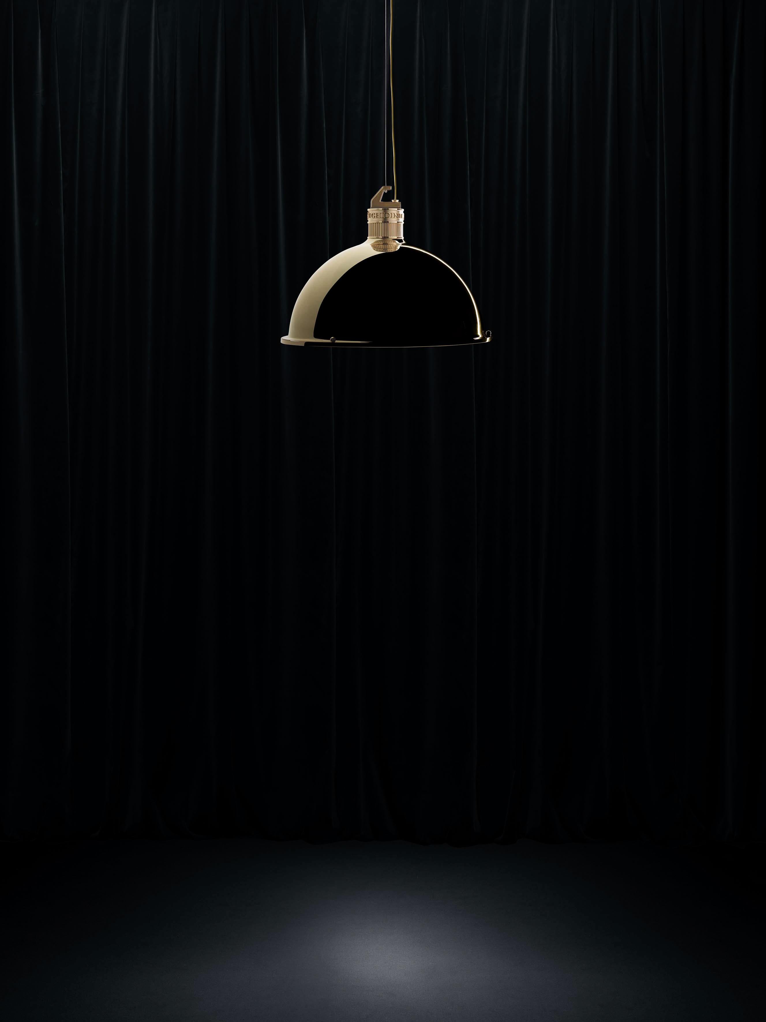 Contemporary Ghidini 1961 Factory Small Suspension Light in Brass by Elisa Giovanni For Sale