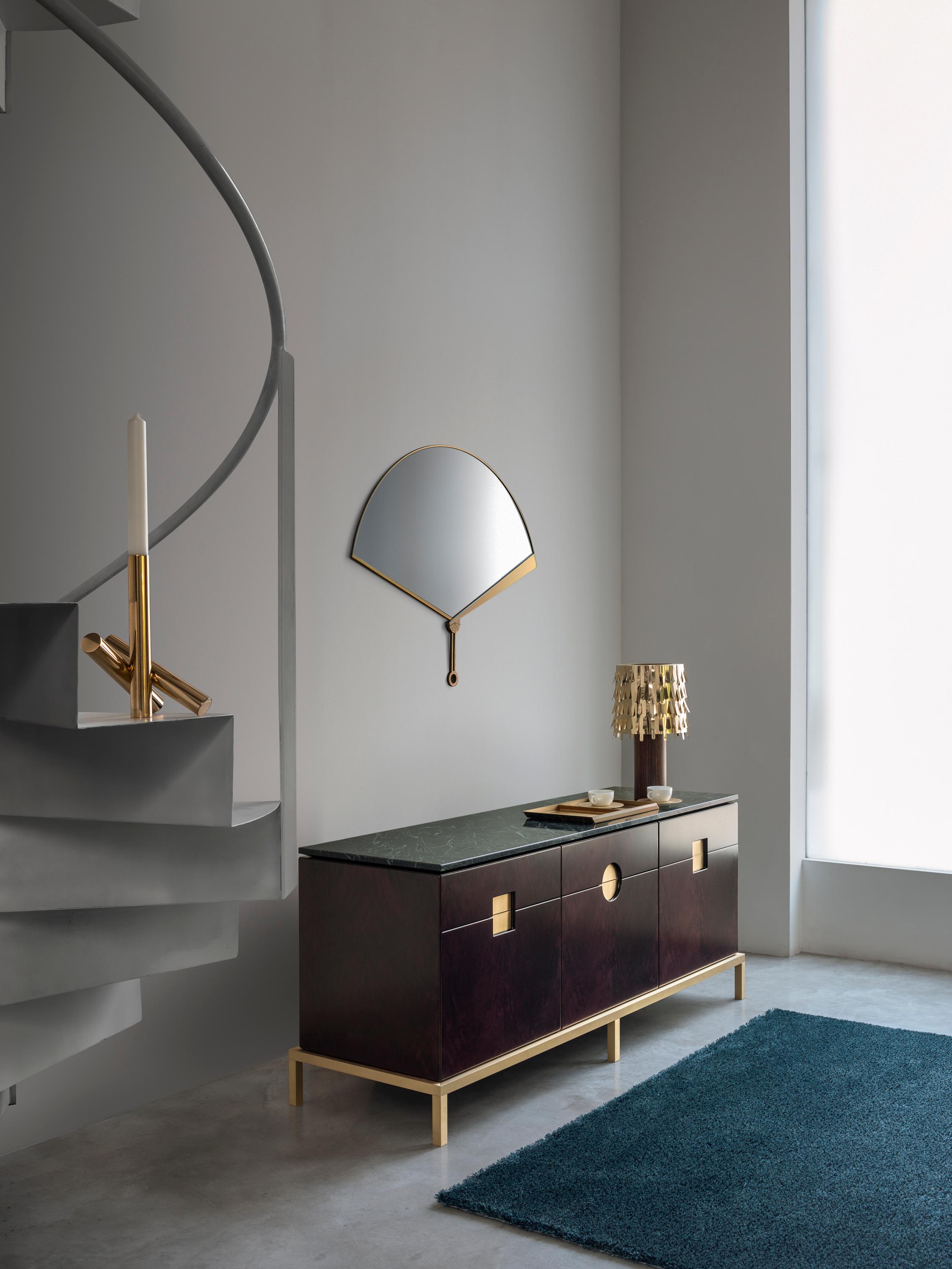 italien Ghidini 1961 Miroir Éventail en Laiton par Studio ITO en vente