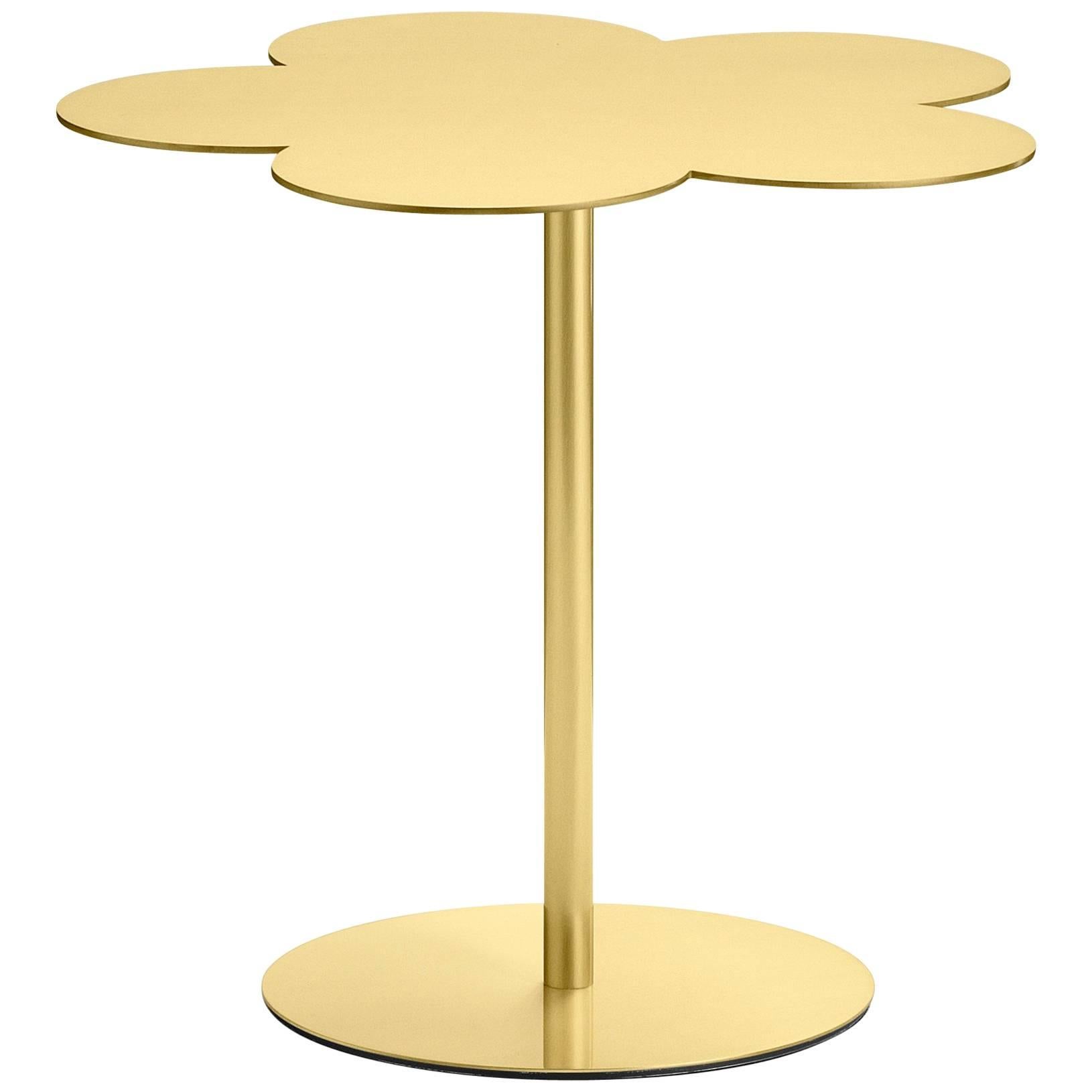 Mesa de centro auxiliar mediana Flores Ghidini 1961 en latón satinado