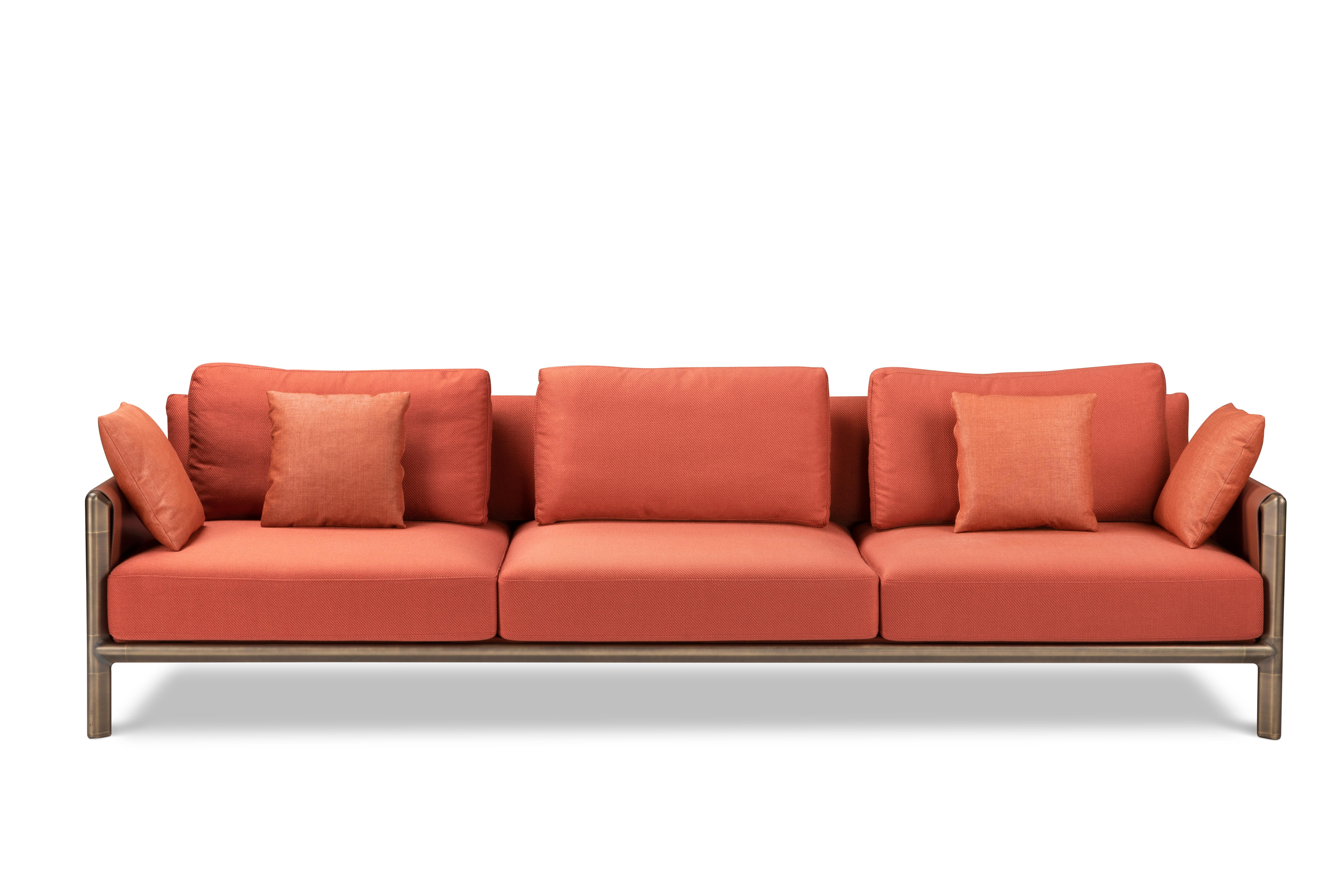 Ghidini 1961 Frame 3-Seat Sofa with Arms in Cuoio Leather by Stefano Giovannoni  For Sale 10