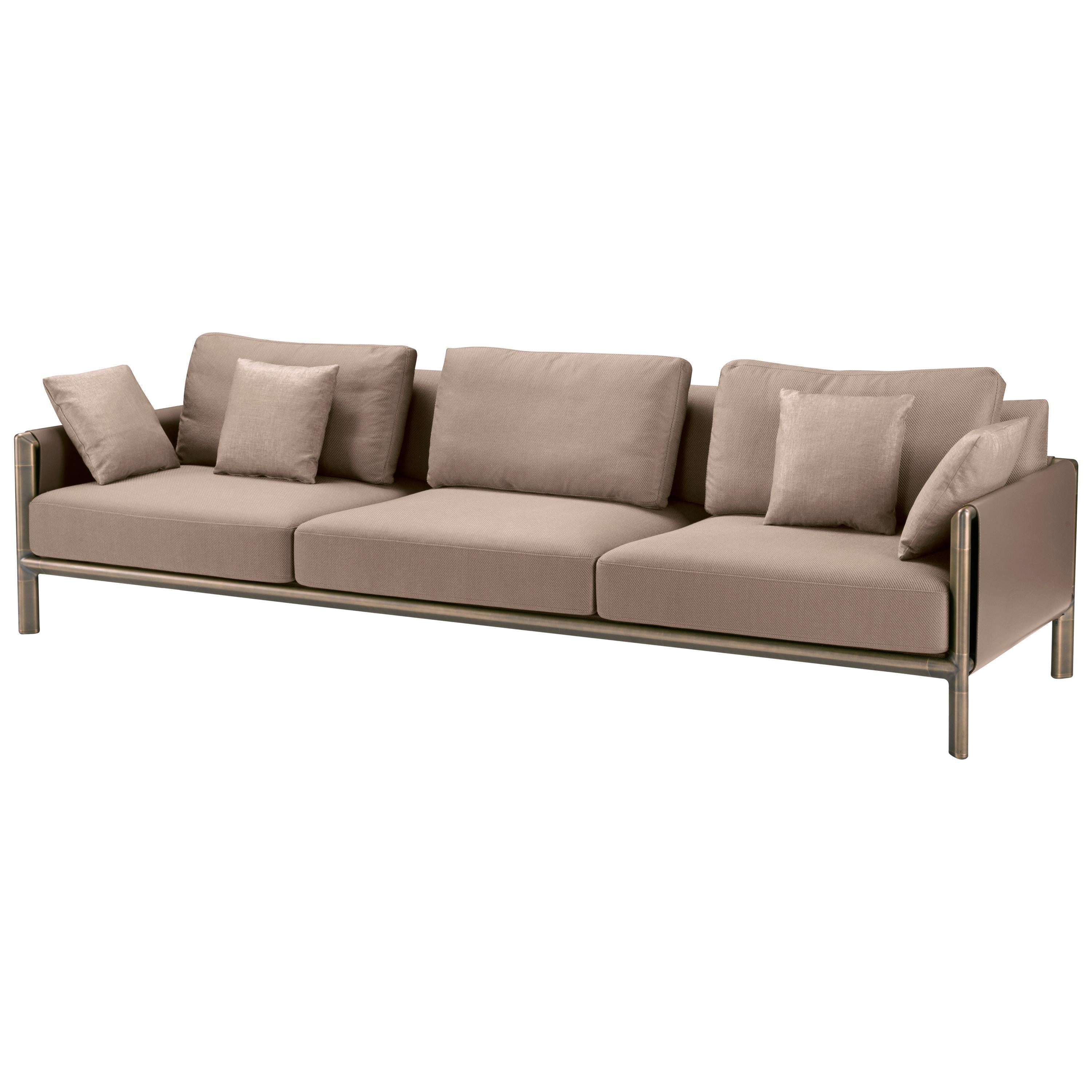 Ghidini 1961 Frame 3-Seat Sofa with Arms in Cuoio Leather by Stefano Giovannoni 