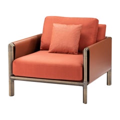 Ghidini 1961 Frame Armchair with Arms in Cuoio Leather by Stefano Giovannoni
