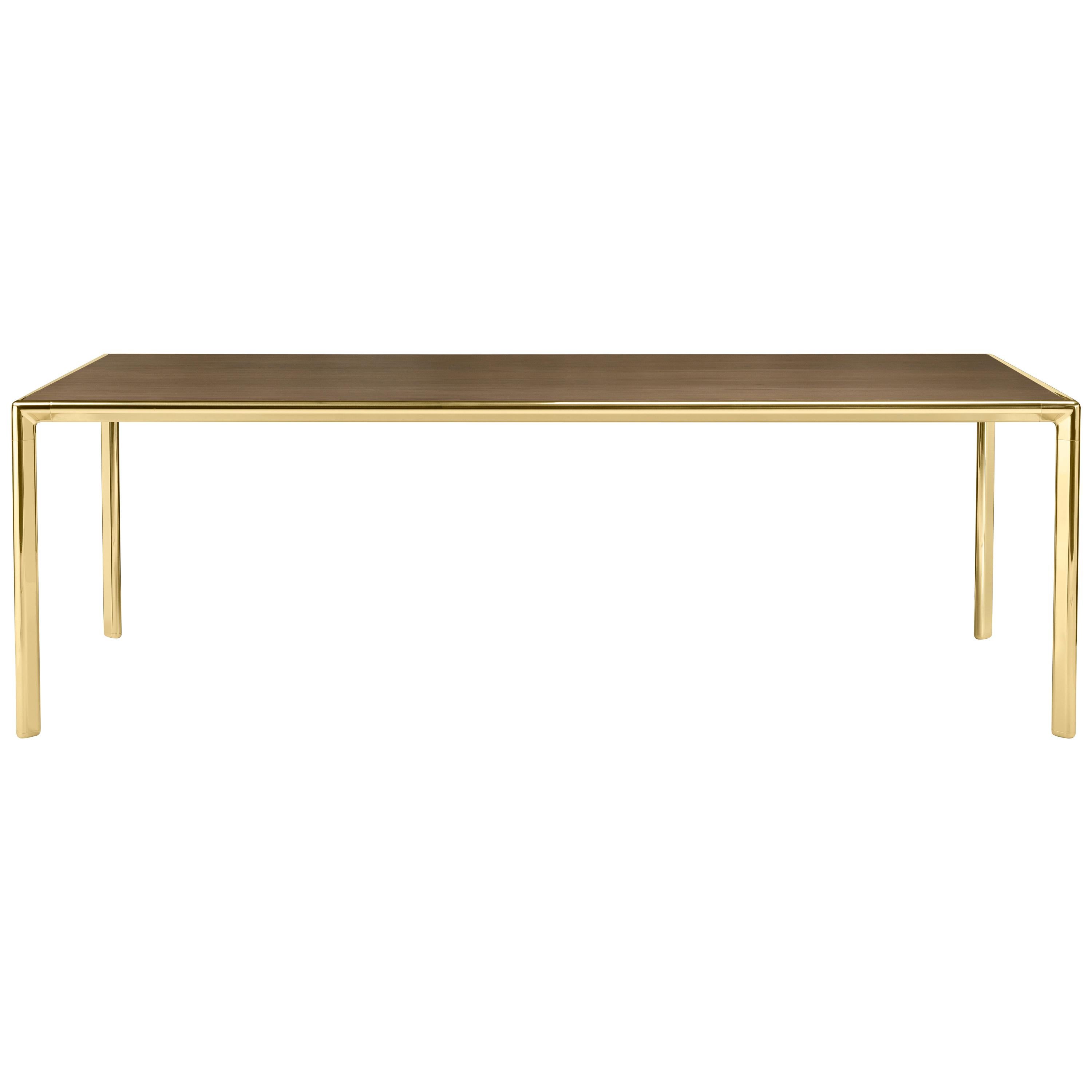 For Sale: Gold (Polished Brass) Ghidini 1961 Frame Dining Table in Bolivar Wood by Stefano Giovannoni