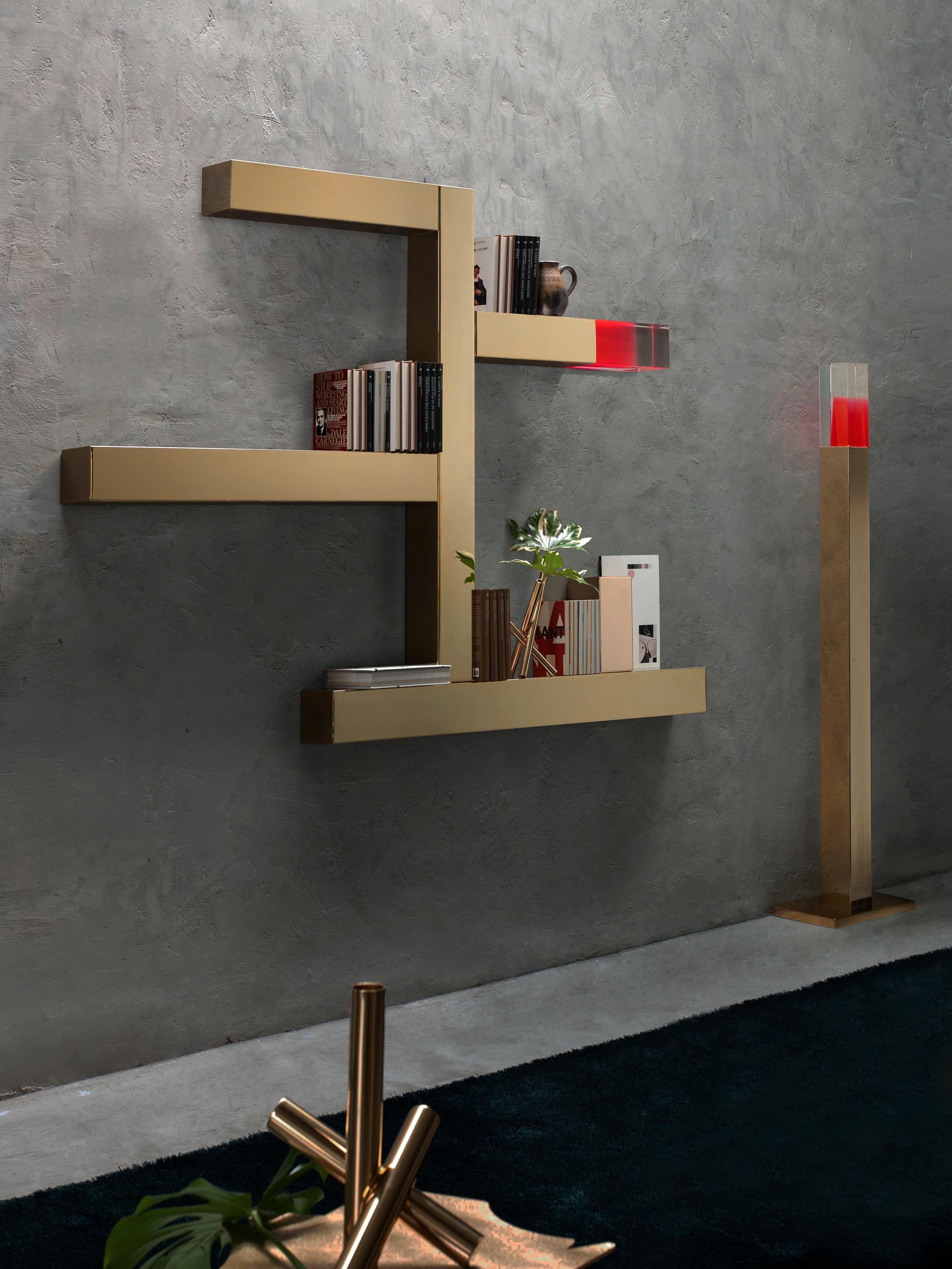 Ghidini 1961 Incrocio Shelves in Stainless Steel and Plexiglass by Andrea Branzi For Sale 1