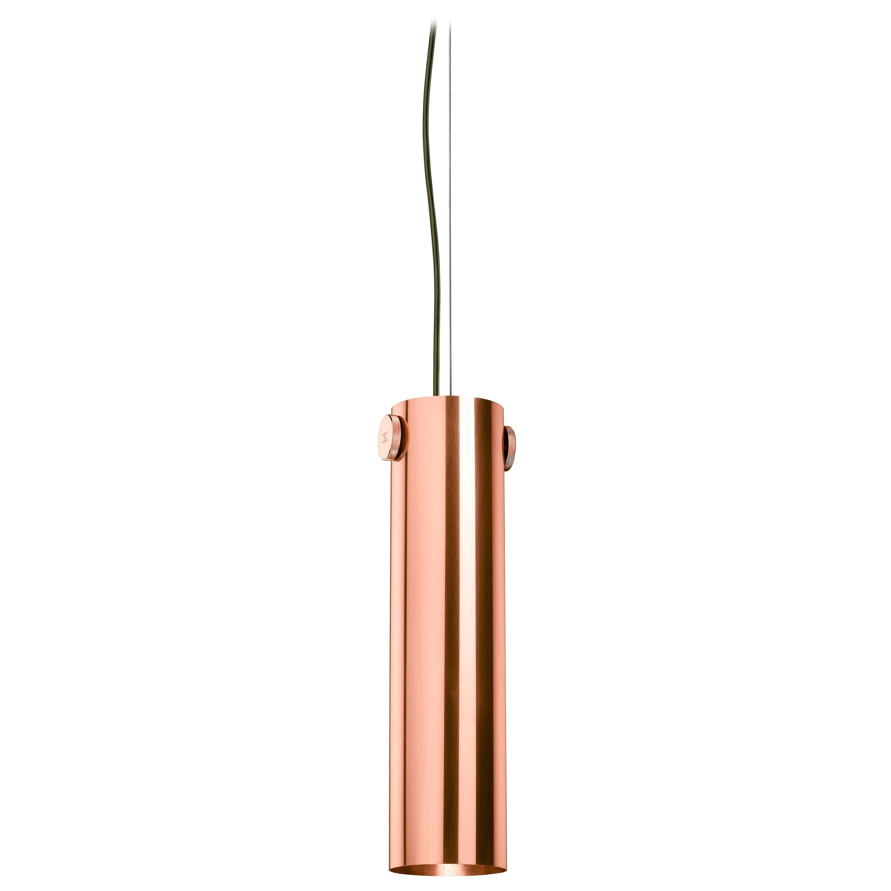 Ghidini 1961 Lámpara cilíndrica Indi-Pendant en acabado oro rosa