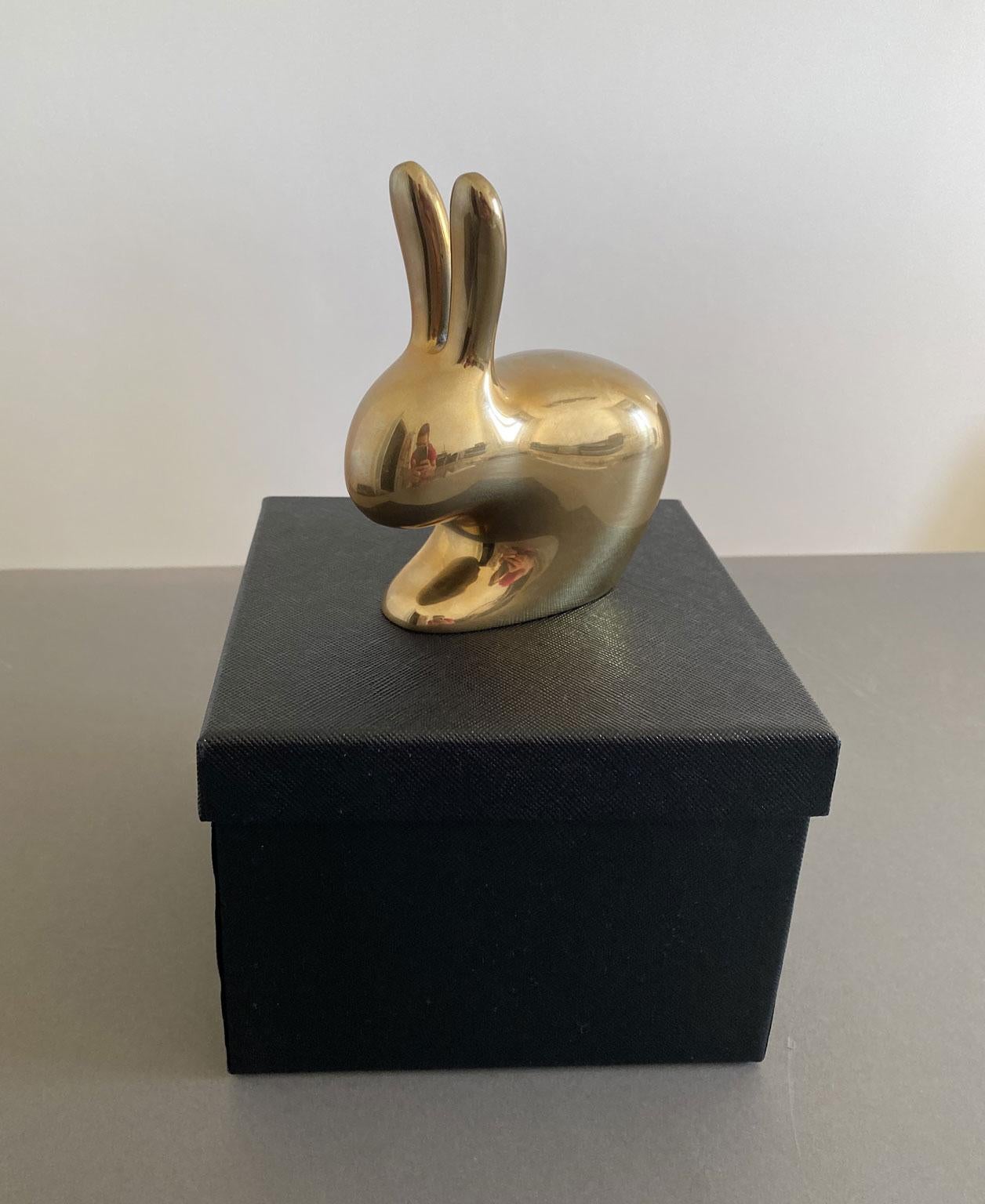 Ghidini 1961 Italian Brass Rabbit Him and Her with Personalized Engraved Names In New Condition For Sale In Brescia, IT
