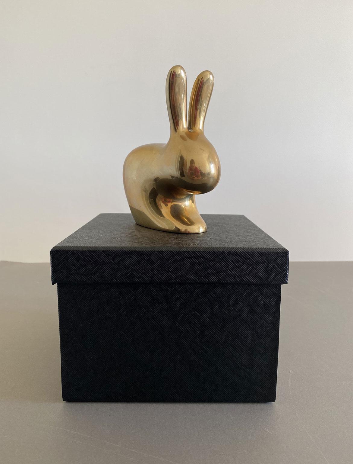 Ghidini 1961 Italian Brass Rabbit Him and Her with Personalized Engraved Names For Sale 1