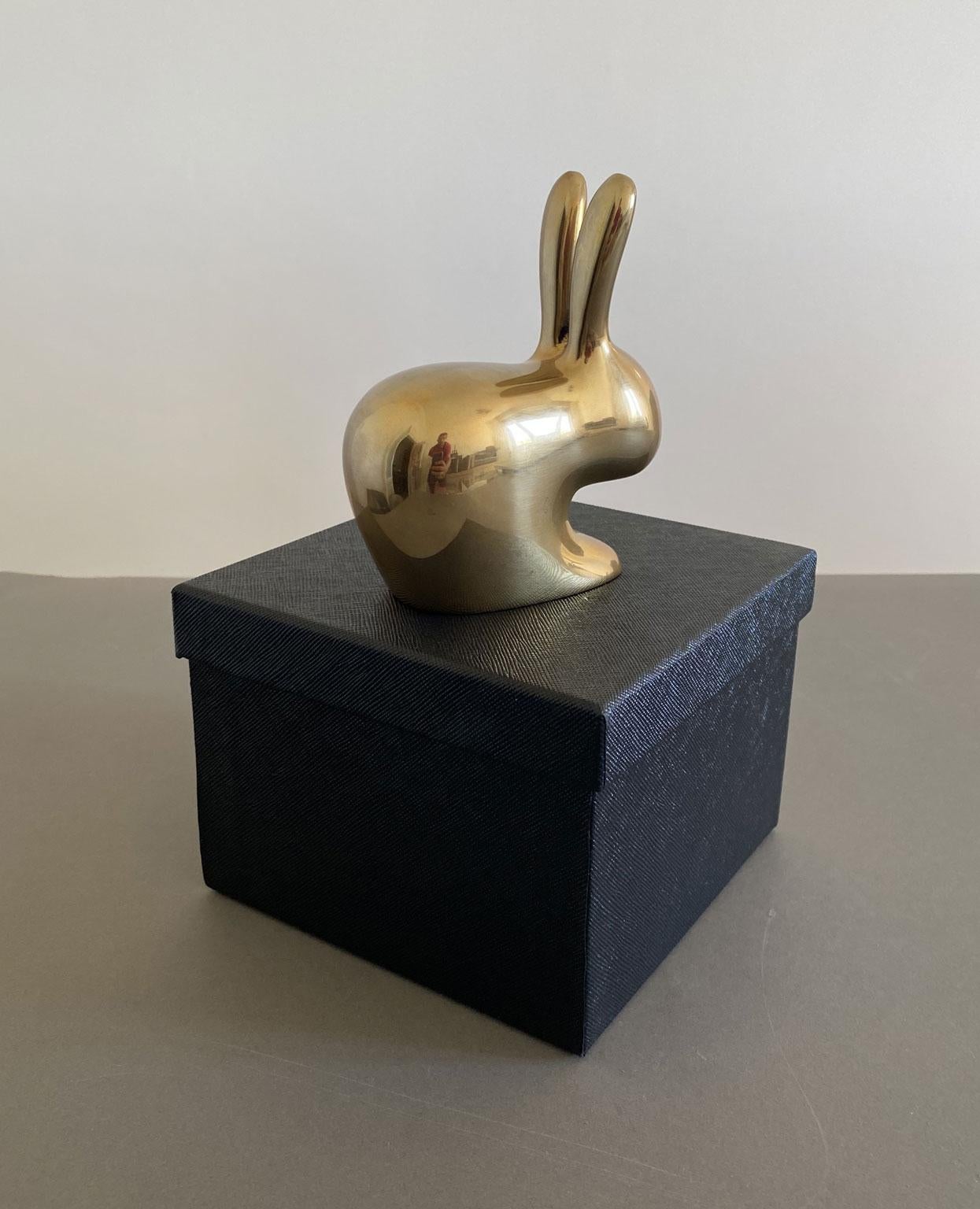 Ghidini 1961 Italian Brass Rabbit Him and Her with Personalized Engraved Names For Sale 2