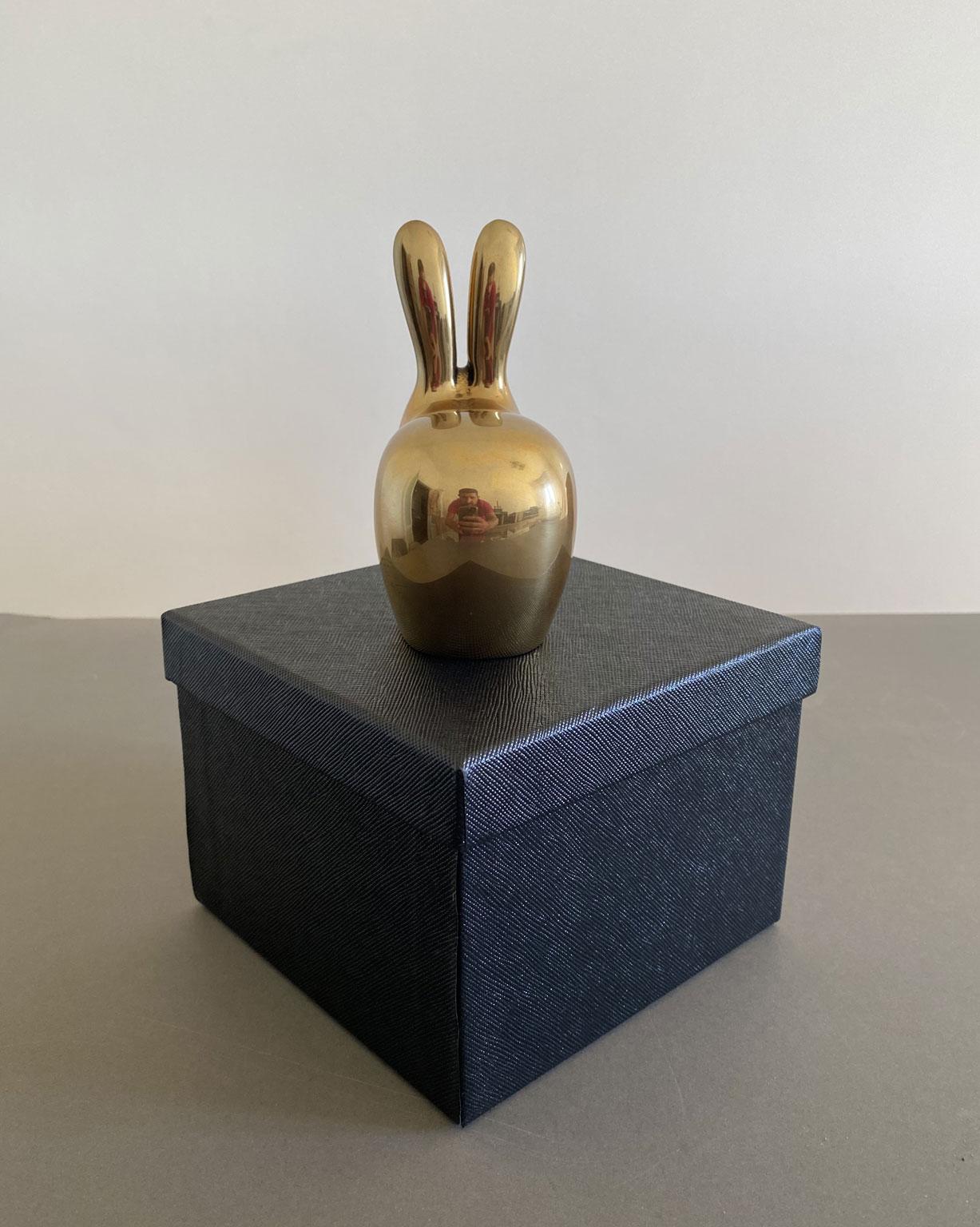 Ghidini 1961 Italian Brass Rabbit Him and Her with Personalized Engraved Names For Sale 3