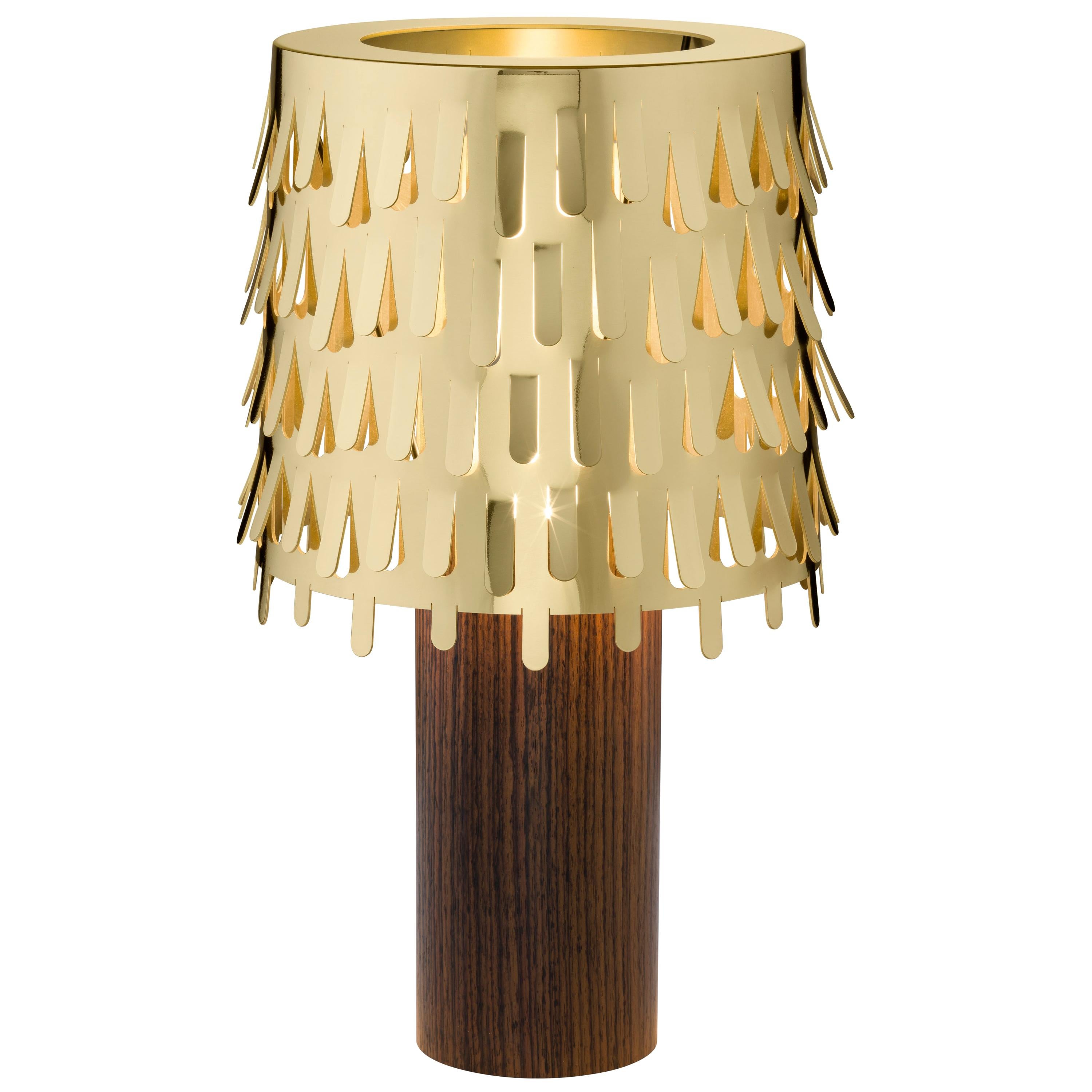 Ghidini 1961 Jackfruit Table Lamp in Brass and Wood by Campana Brothers For Sale