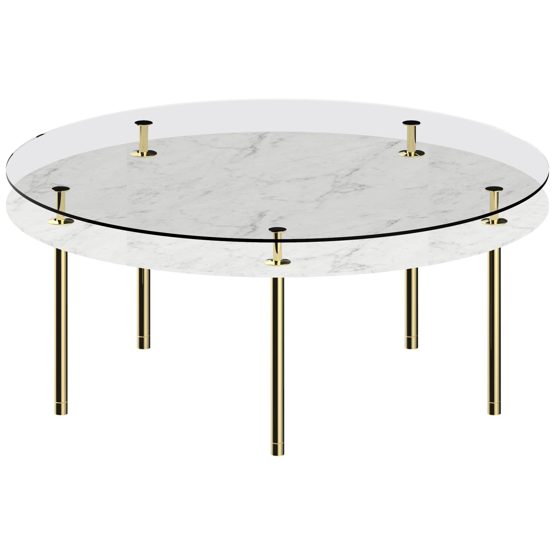 Mesa redonda con patas grandes Ghidini 1961 en blanco de Carrara by Paolo Rizzatto
