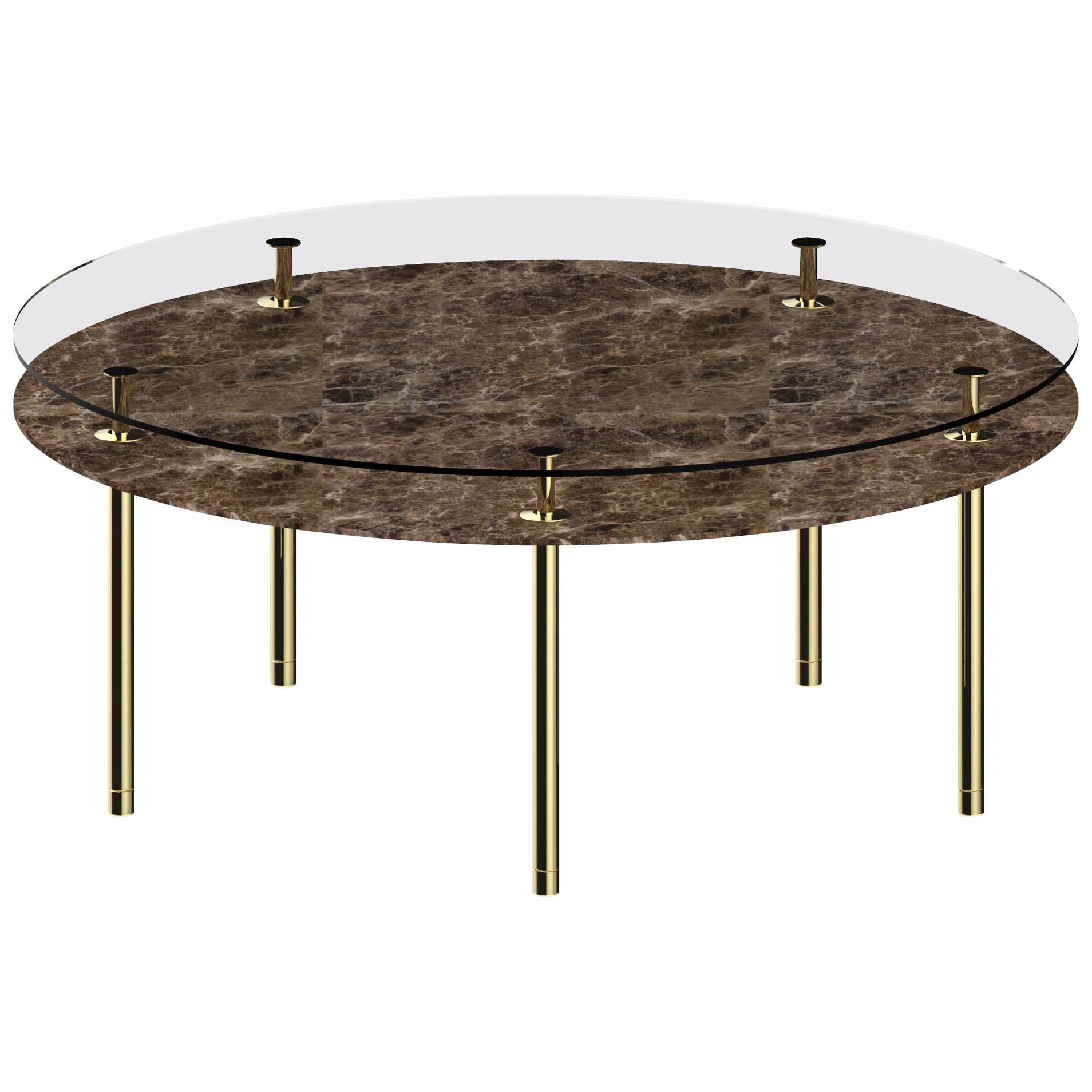 Ghidini 1961 Large Legs Round Table in Emperador Dark by Paolo Rizzatto