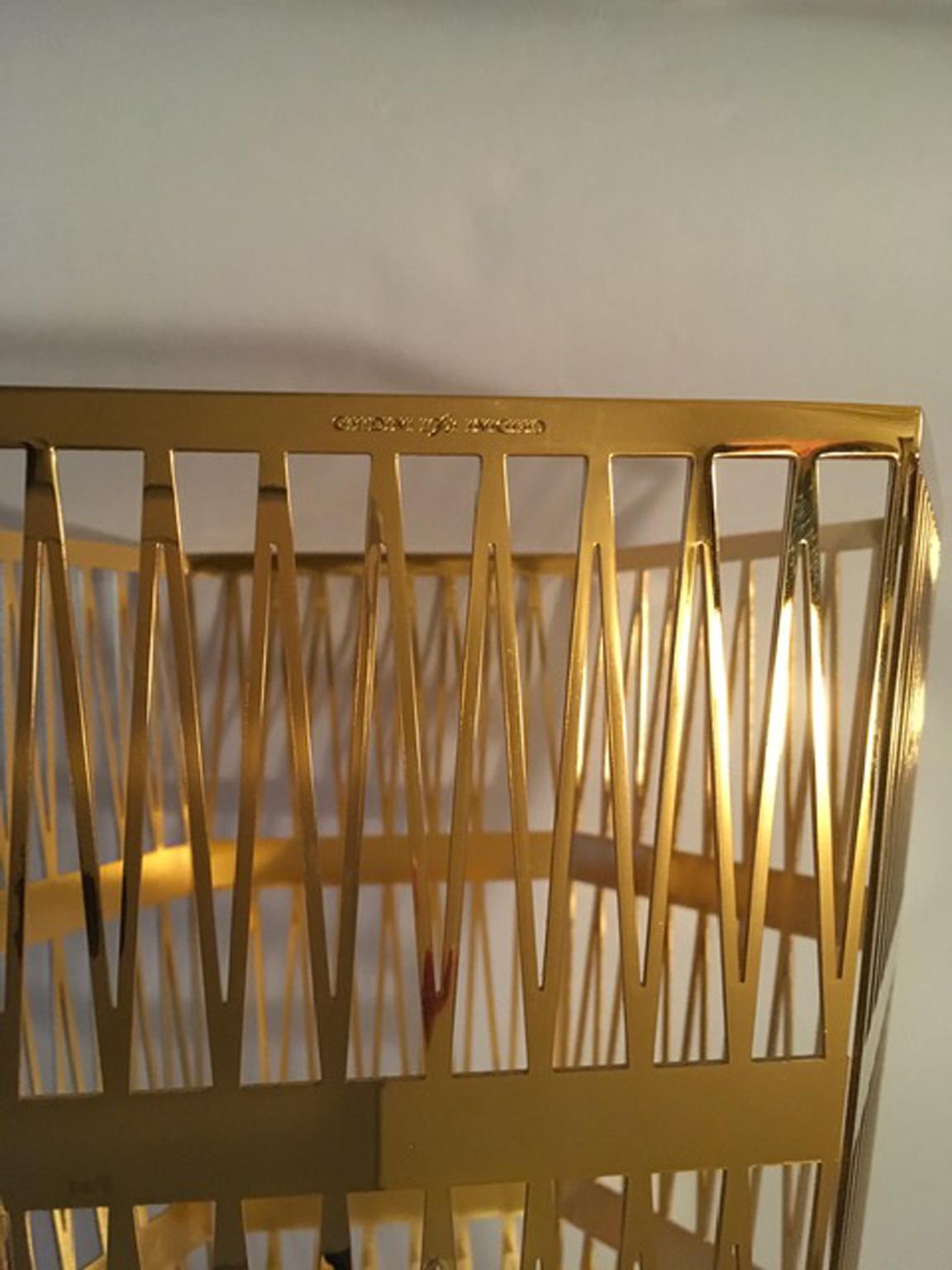 Stainless Steel Ghidini 1961 Large Paper Basket Polished Gold Finish Steel by Richard Hutten  For Sale