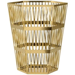 Ghidini 1961 Large Paper Basket Polished Gold Finish Steel by Richard Hutten 