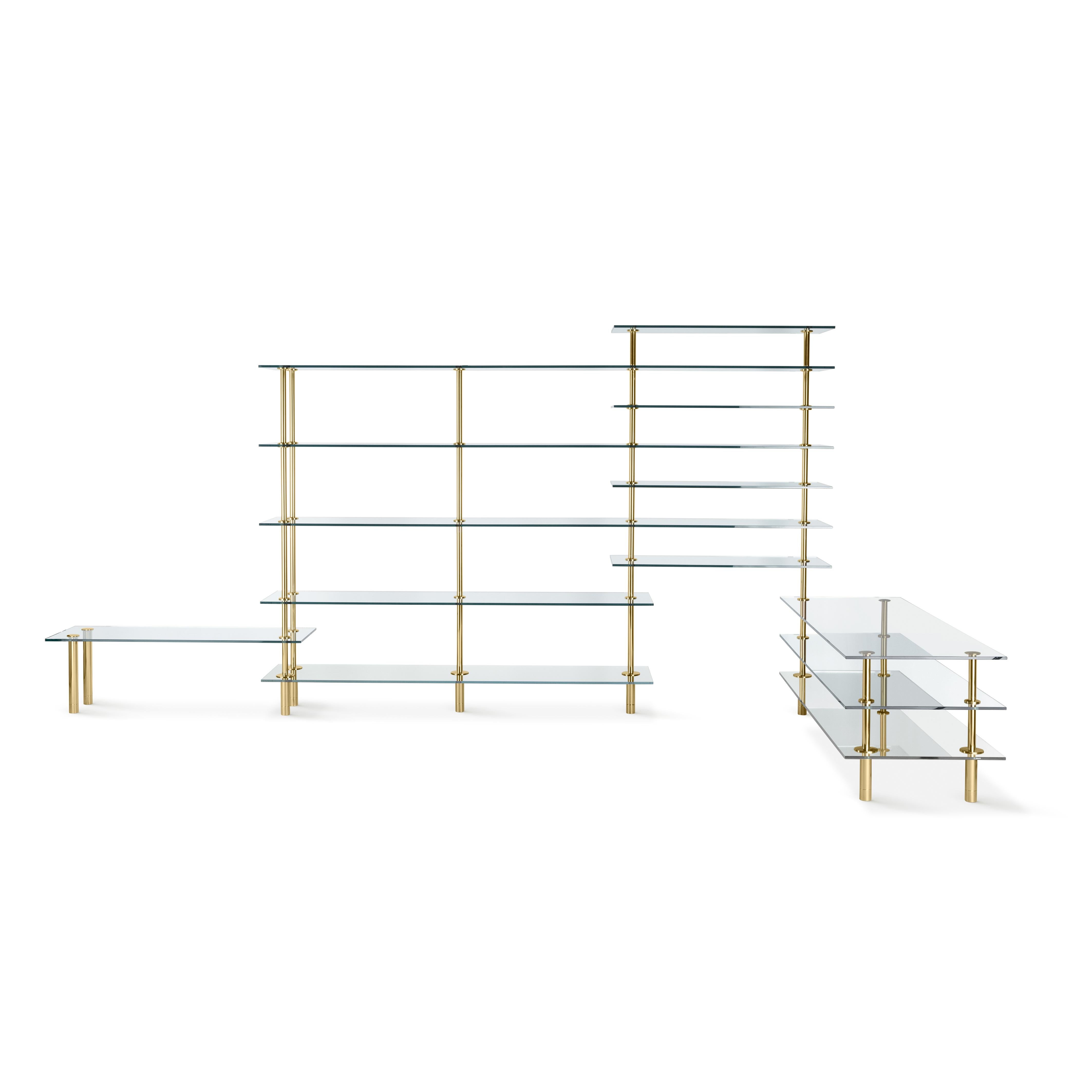 Modern Ghidini 1961 Legs Bookshelves in Crystal and Brass by Paolo Rizzatto For Sale