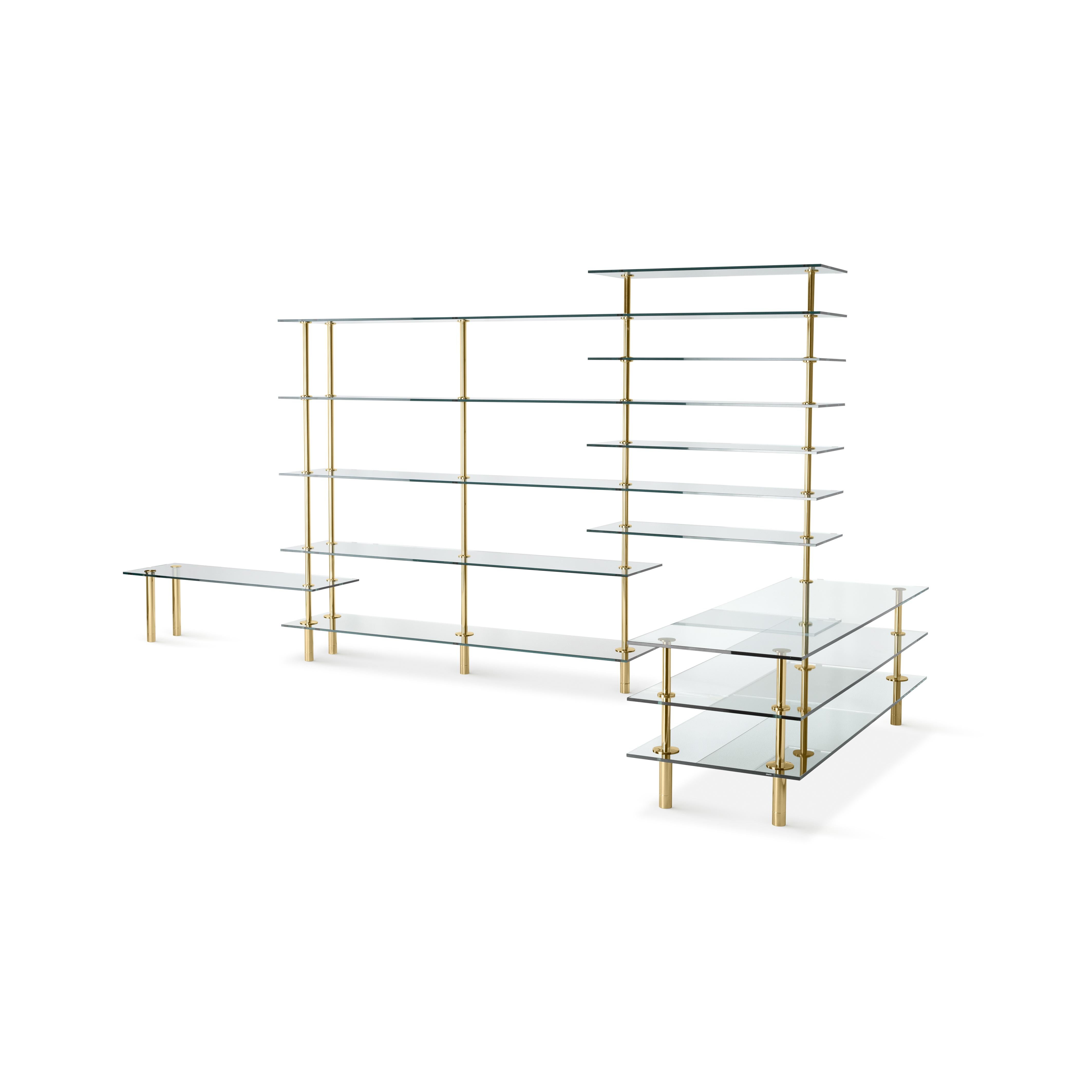 Italian Ghidini 1961 Legs Bookshelves in Crystal and Brass by Paolo Rizzatto For Sale