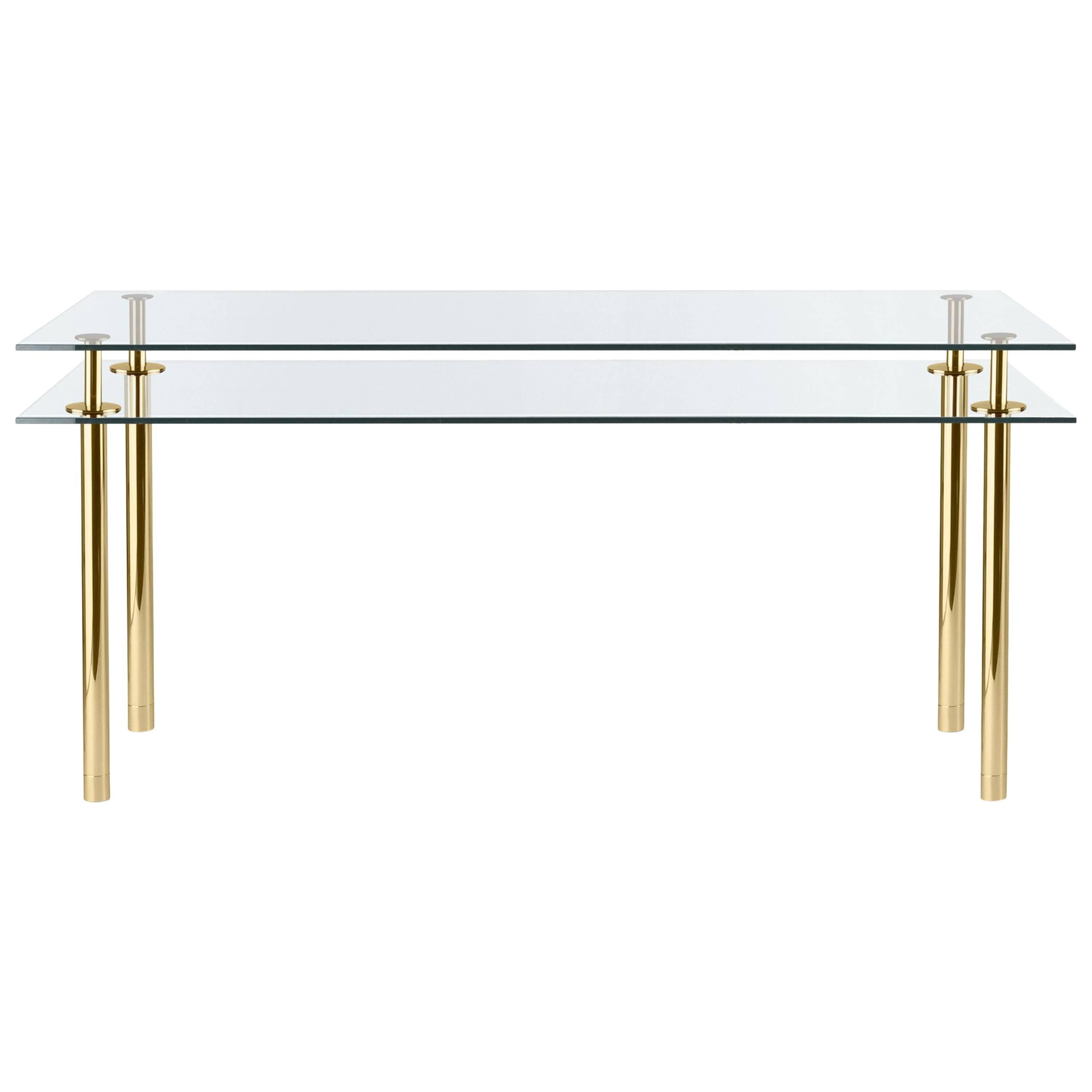 Ghidini 1961 Legs Medium Rectangular Table in Crystal and Polished Brass