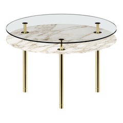 Ghidini 1961 Legs Round Dining Table with Calacatta Gold Marble Top