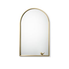 Ghidini 1961 Mirror with Birdie in Brass by Elisa Giovanni