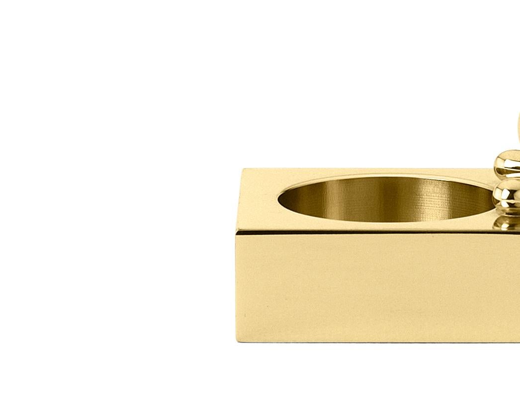 Italian Ghidini 1961 Omini Squared Tea Light in Polished Brass by Stefano Giovannoni For Sale