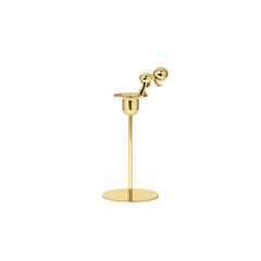 Ghidini 1961 Omini the Diver Short Candlestick in Brass by Stefano Giovannoni