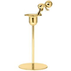 Ghidini 1961 Omini the Diver Short Candlestick in Brass by Stefano Giovannoni