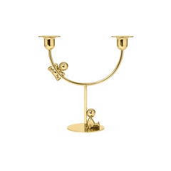 Ghidini 1961 Omini the Lazy Climber Candlestick in Brass by Stefano Giovannoni